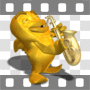 Fish playing saxophone