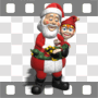 Santa Claus posing holding elf