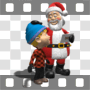 Santa Claus reading letter and patting boy
