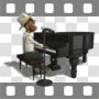 Jazzy bluesman playing piano
