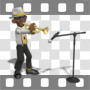 Jazzy bluesman playing trumpet