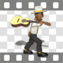 Jazzy bluesman walking with acoustic