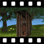 Brown bear in outhouse