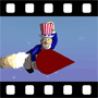 Uncle Sam on Fourth of July rocket