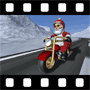 Santa Claus cruising on motorcycle