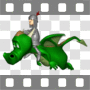 Knight riding flying dragon