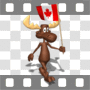 Moose walking with Canadian flag