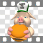 Pig eating cheeseburger