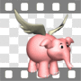 Pink elephant flying with wings