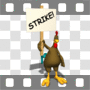 Rooster with strike sign
