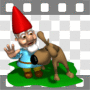 Dog sniffing gnome