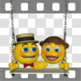 Smiley face couple on swing