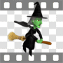 Witch riding broomstick