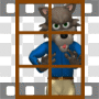 Wolf man looking through window
