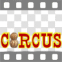 Peanut jumping in circus sign