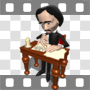 Edgar writing at desk
