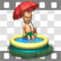Man relaxing in kiddie pool