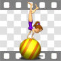 Gymnast doing handstand on ball