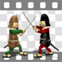 Samurais fighting with swords