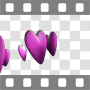 Spinning purple hearts