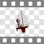 Doll on model sailboat