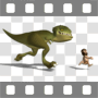 T-Rex chasing caveman