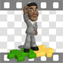 Businessman standing on puzzle pieces