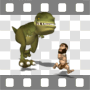 T-rex chasing caveman
