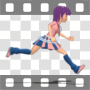 Side view of anime teenage girl running