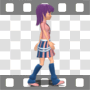 Side view of anime teenage girl walking