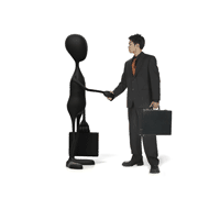 Anonymous meeting of alien and businessman