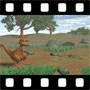 Kangaroo hopping across Australian landscape