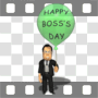 Man holding Happy Boss's Day balloon