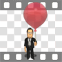 Boss holding red balloon