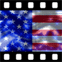 Glitter on moving American flag