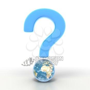 Question mark on world globe
