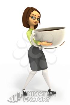 Woman holding big cup of coffee