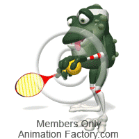 Frog playing tennis