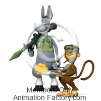 Donkey and monkey with military weapons