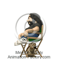 Man in chair poked by porcupine