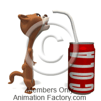 Weasel drinking can of cola