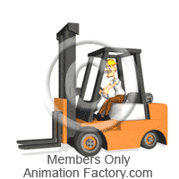 Man driving forklift back and forth