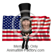 Abraham Lincoln dancing by flag
