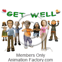 People at party with get well banner