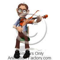 Geek playing a violin