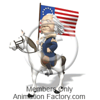 George Washington on horseback with flag