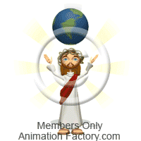 Globe spinning atop head of Jesus Christ