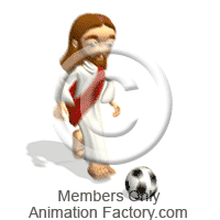 Jesus Christ dribbling soccerball