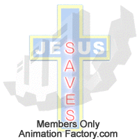 Neon cross says Jesus saves