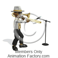 Jazzy bluesman playing trombone